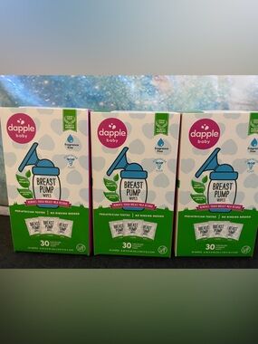 Dapple Baby Breast Pump Wipes - Blue & Green, 30ct